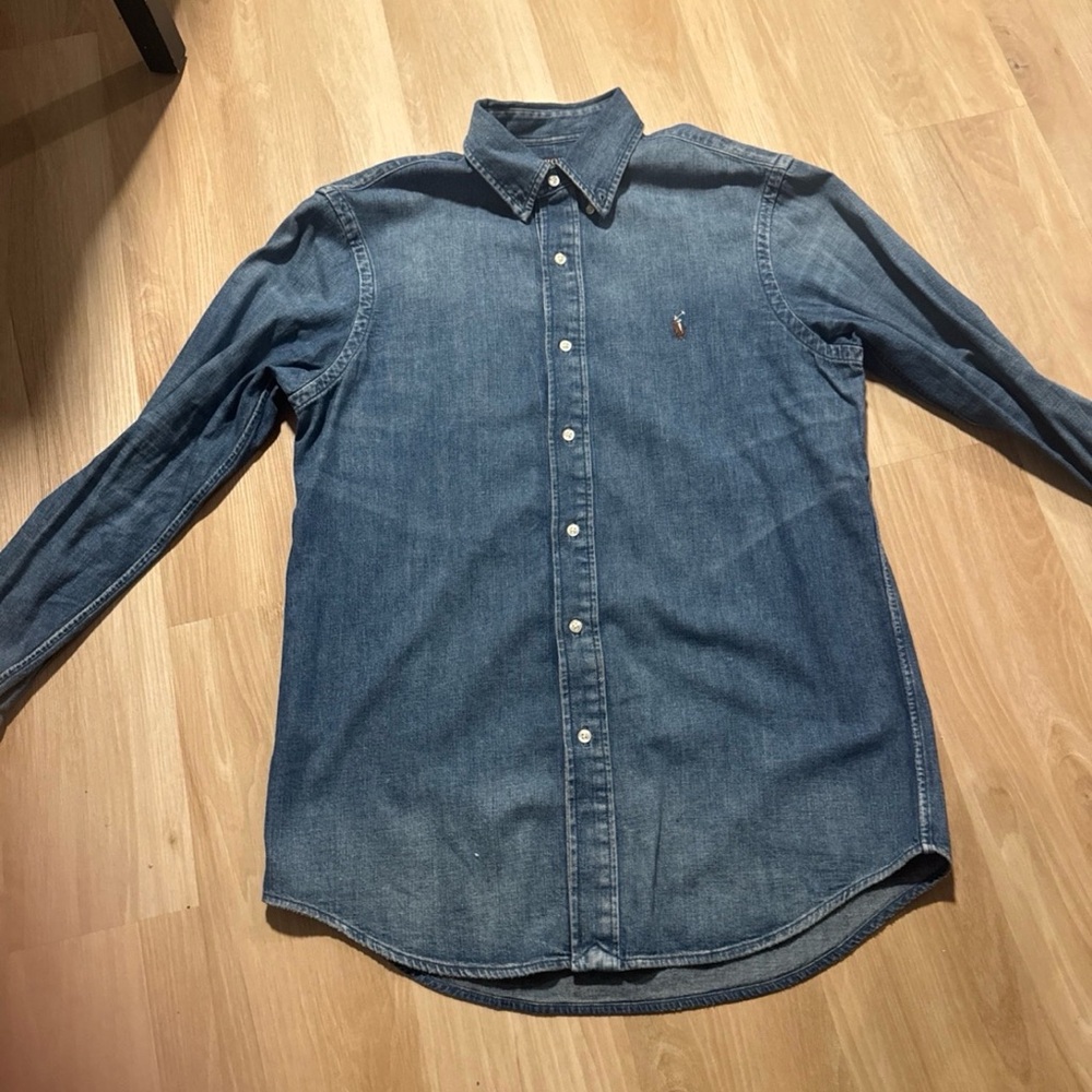 Polo Ralph Lauren Blue Denim Button Down Shirt Classic-Fit Medium